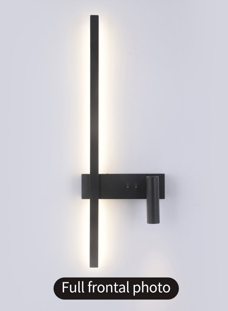 لوبيتيز الحد الأدنى أدى قطاع الجدار مصباح ( أسود ، 60cm ، 3000K الضوء الدافئ ، بقعة ضوء على اليمين ) أدى الجدار مصباح غرفة نوم مع بقعة ضوء - مصباح الجدار الداخلي - مثالية لتزيين الجدار - LED مصباح الداخلية - الإضاءة الداخلية - ديكور الغرفة - مصباح - مجلس الوزراء السرير - غرفة نوم - Image 4