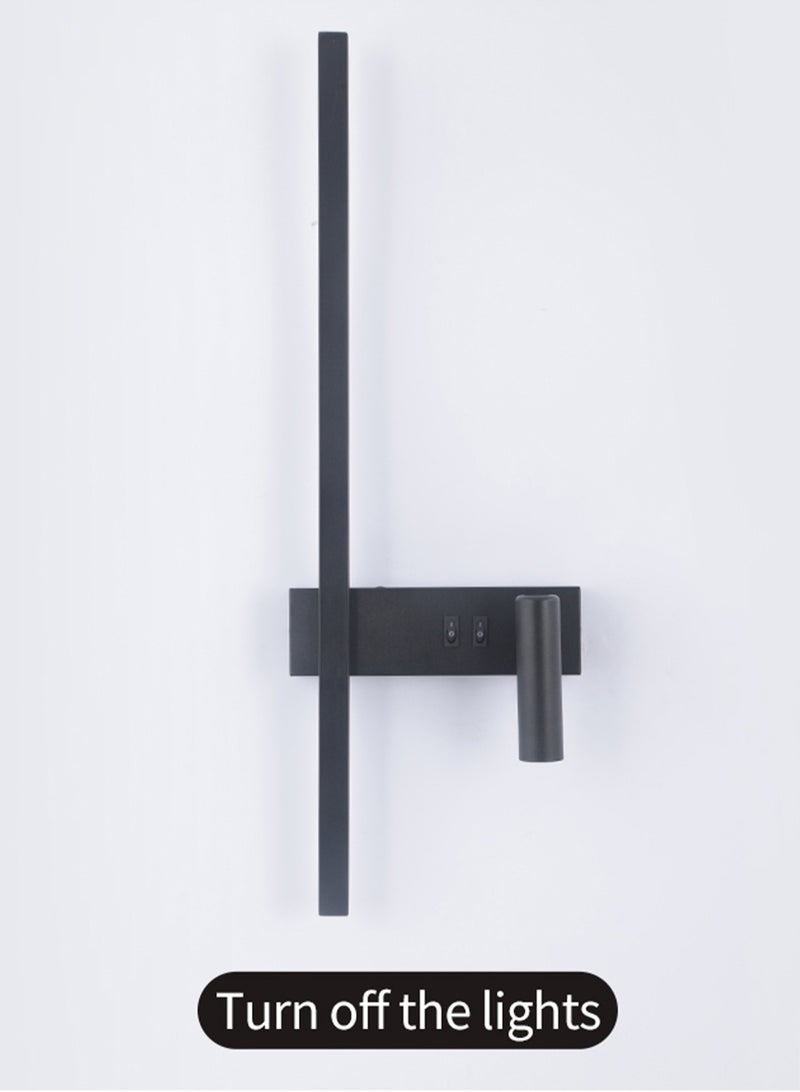 لوبيتيز الحد الأدنى أدى قطاع الجدار مصباح ( أسود ، 60cm ، 3000K الضوء الدافئ ، بقعة ضوء على اليمين ) أدى الجدار مصباح غرفة نوم مع بقعة ضوء - مصباح الجدار الداخلي - مثالية لتزيين الجدار - LED مصباح الداخلية - الإضاءة الداخلية - ديكور الغرفة - مصباح - مجلس الوزراء السرير - غرفة نوم - Image 5