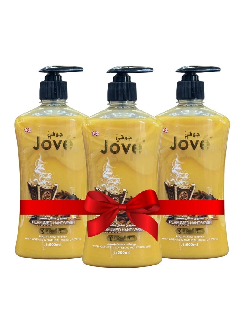Jove Oud SW3 Hand Wash – 500ml (Pack of 3) | Luxurious Scent, Moisturizing Formula, Gentle on Skin, Anti-Bacterial Protection - Image 1