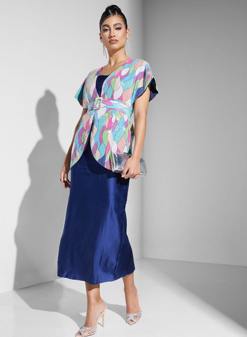 Threadz by Ajooni Belted Midi Dress - Image 1