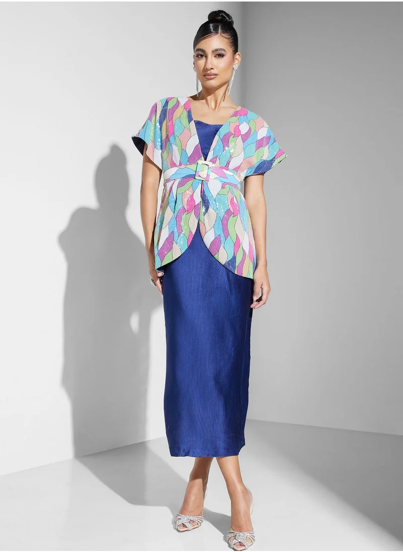 Threadz by Ajooni Belted Knitted Dress