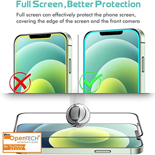 OpenTech® Military-Grade Gorilla Tempered Glass Screen Protector for iPhone 12/12 Pro with Edge to Edge Coverage - Case Friendly, Anti-scratch, 9H Hardness and Bubble free installation kit - Image 3