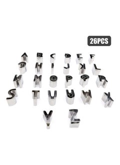 26Pcs Of Stainless Steel Cookie Cutters Set As Alphabet Letters Shape Biscuit And Bread Cutting Tool Silver 12*2.5*12cm