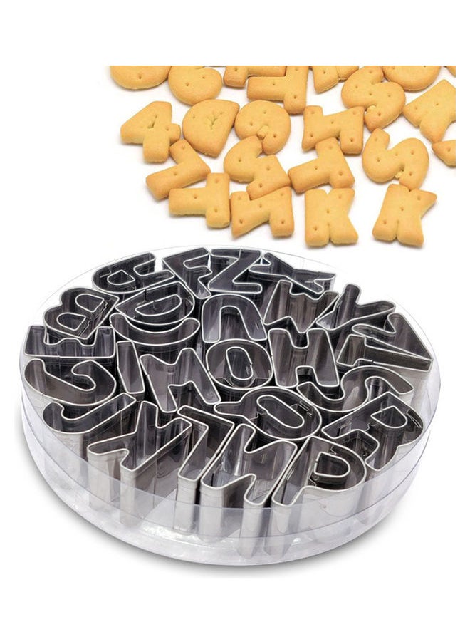 NIBEMINENT - 26Pcs Of Stainless Steel Cookie Cutters Set As Alphabet Letters Shape Biscuit And Bread Cutting Tool Silver 12*2.5*12cm - Image 1