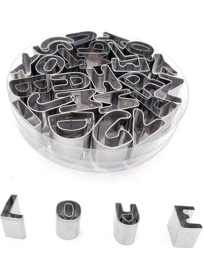 NIBEMINENT - 26Pcs Of Stainless Steel Cookie Cutters Set As Alphabet Letters Shape Biscuit And Bread Cutting Tool Silver 12*2.5*12cm - Image 1