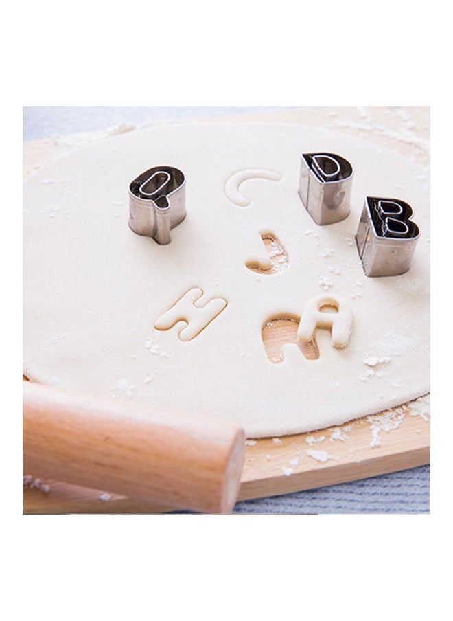 NIBEMINENT - 26Pcs Of Stainless Steel Cookie Cutters Set As Alphabet Letters Shape Biscuit And Bread Cutting Tool Silver 12*2.5*12cm - Image 1