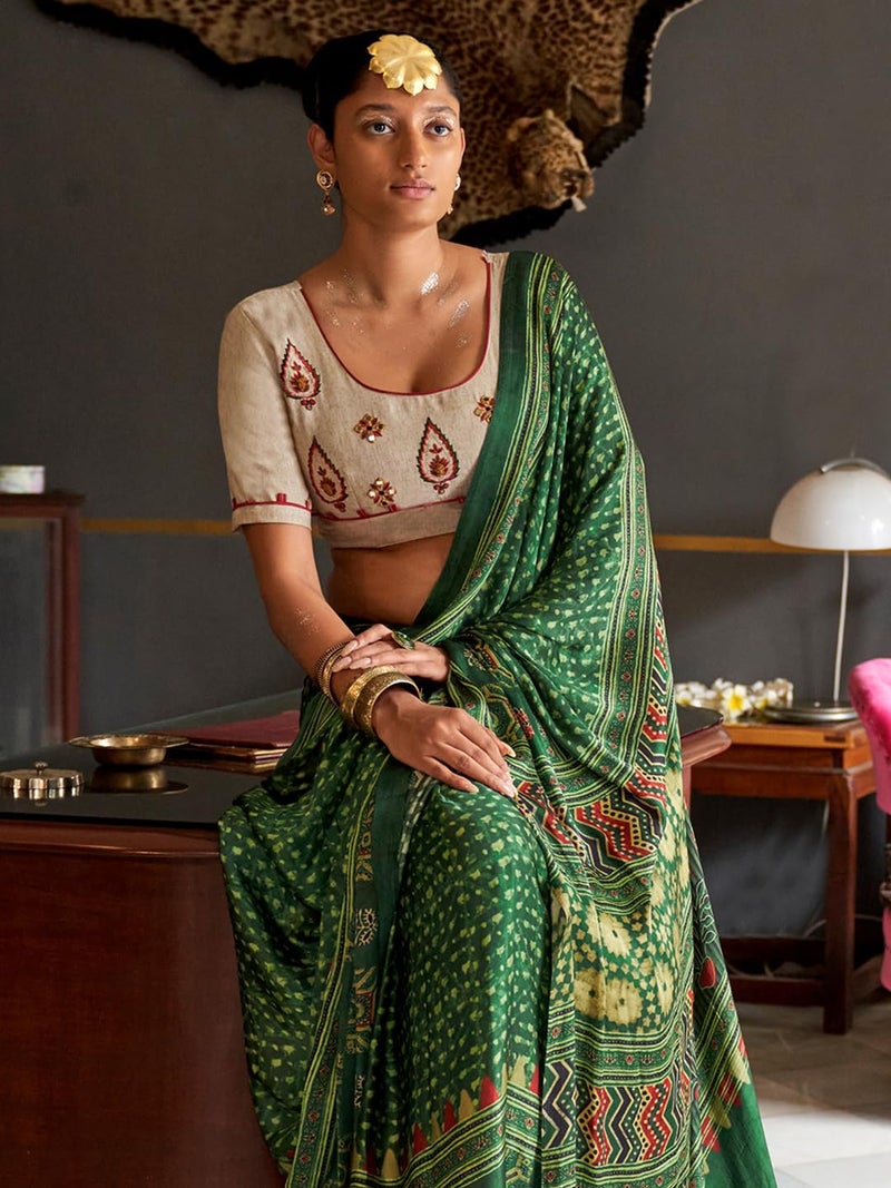 saree mall ساري مول ساري نسائي كانجيفارام باتولا من الحرير النقي الناعم مع قطعة بلوزة غير مخيطة - Image 4