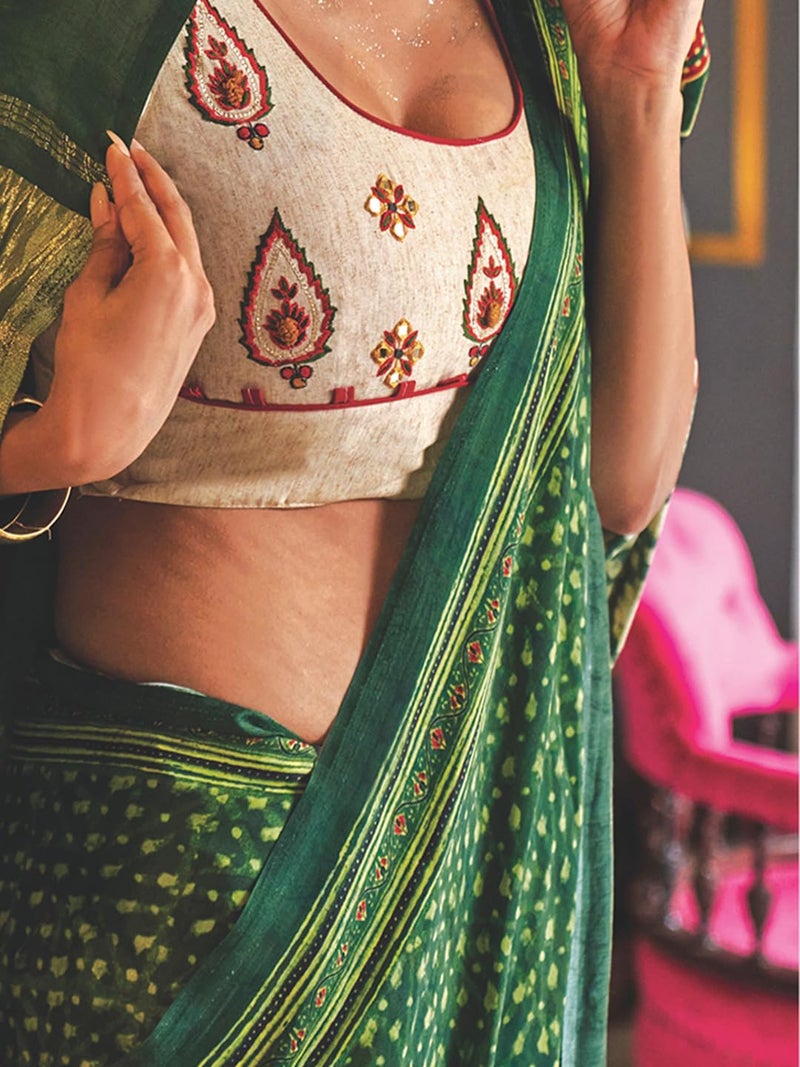 saree mall ساري مول ساري نسائي كانجيفارام باتولا من الحرير النقي الناعم مع قطعة بلوزة غير مخيطة - Image 5