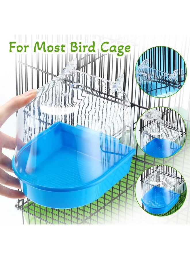 Honeydak 3 Pieces Clear Bird Bath for Cage Parakeet Bird Cage Accessories Hanging Bath Box Parrot Bathing Tub with Clear View for Cockatiel Conure Canary Budgies Parrots Blue Green White  - Image 4