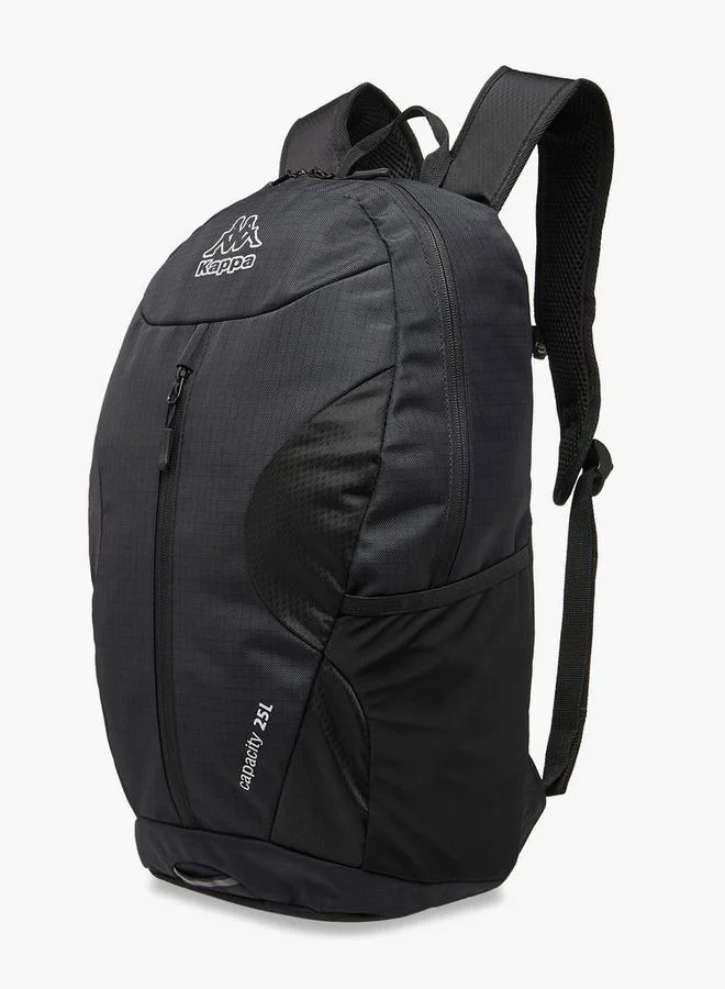 Kappa Logo Print Backpack with Adjustable Straps and Zip Closure - 16x46x27 cm