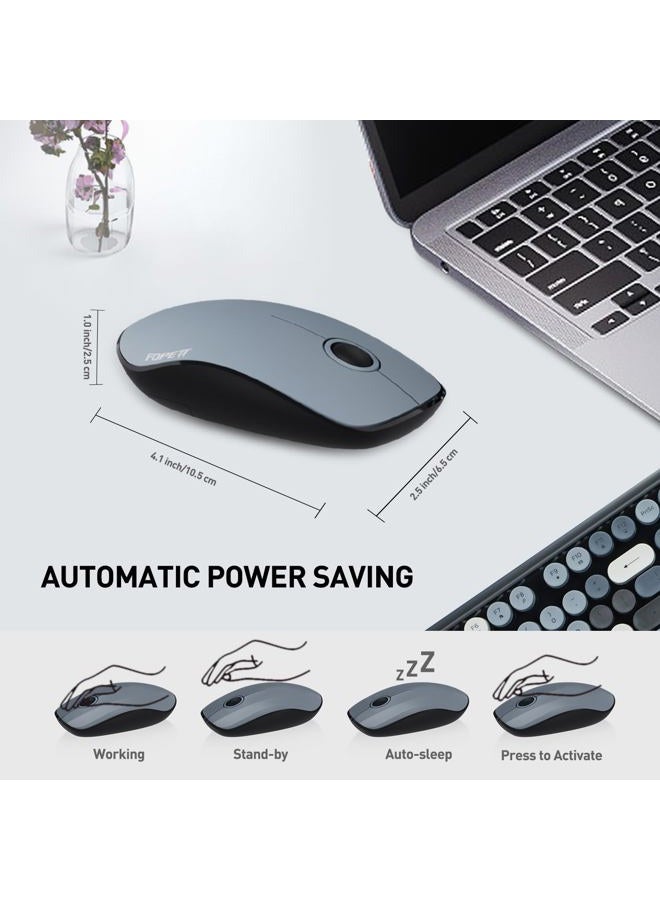 FOPETT Wireless Keyboard and Mouse Combo for Windows, 2.4 GHz Wireless, 105 Keys Full-Sized Keyboard with Optical Mouse, Round Keycap Colorful Keyboards, for Mac, PC, Laptop, Desktop- Grey Colorful - Image 4