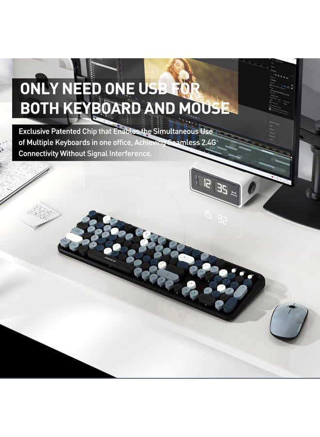 FOPETT Wireless Keyboard and Mouse Combo for Windows, 2.4 GHz Wireless, 105 Keys Full-Sized Keyboard with Optical Mouse, Round Keycap Colorful Keyboards, for Mac, PC, Laptop, Desktop- Grey Colorful - Image 5
