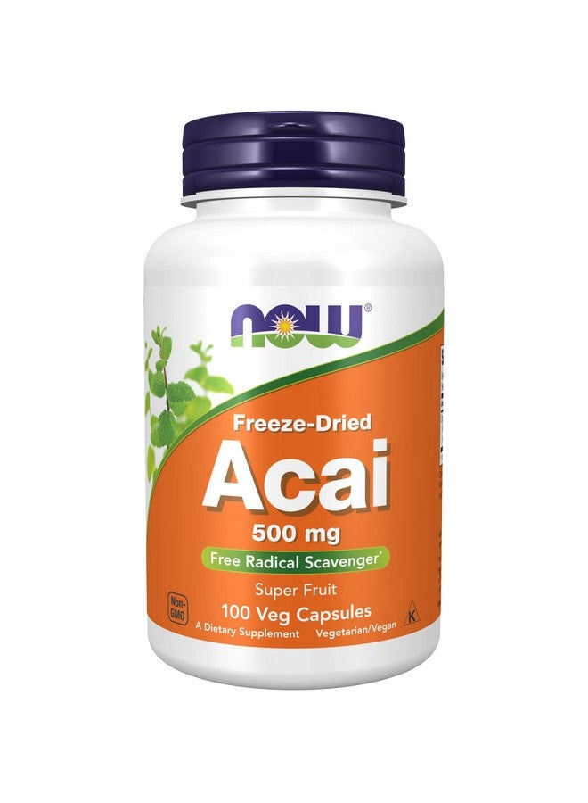 now Supplements Acai 500 Mg Freezedried Super Fruit With Polyphenols Ellagic Acid Rutin Anthocyanins And Catechins 100 Veg Capsules - Image 1