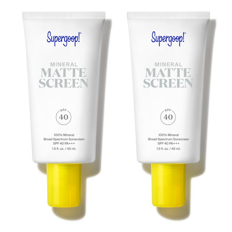 Supergoop! Mineral Mattescreen (SPF 40) - Pack of 2, 45 mL - Mineral, Oil-Free Broad Spectrum Sunscreen - Smooths Skinâ€™s Appearance, Minimizes Pores & Controls Shine - Water & Sweat Resistant - Image 1
