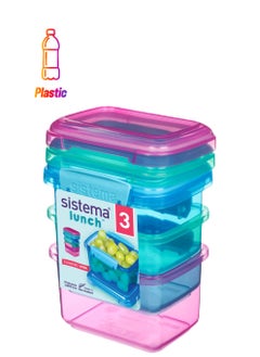sistema Sistema Rectangular Lunch Coloured Boxes (3 Pack): 400ml, Portion Control Containers - BPA-Free & Portable , Made In New Zealand  - Image 1