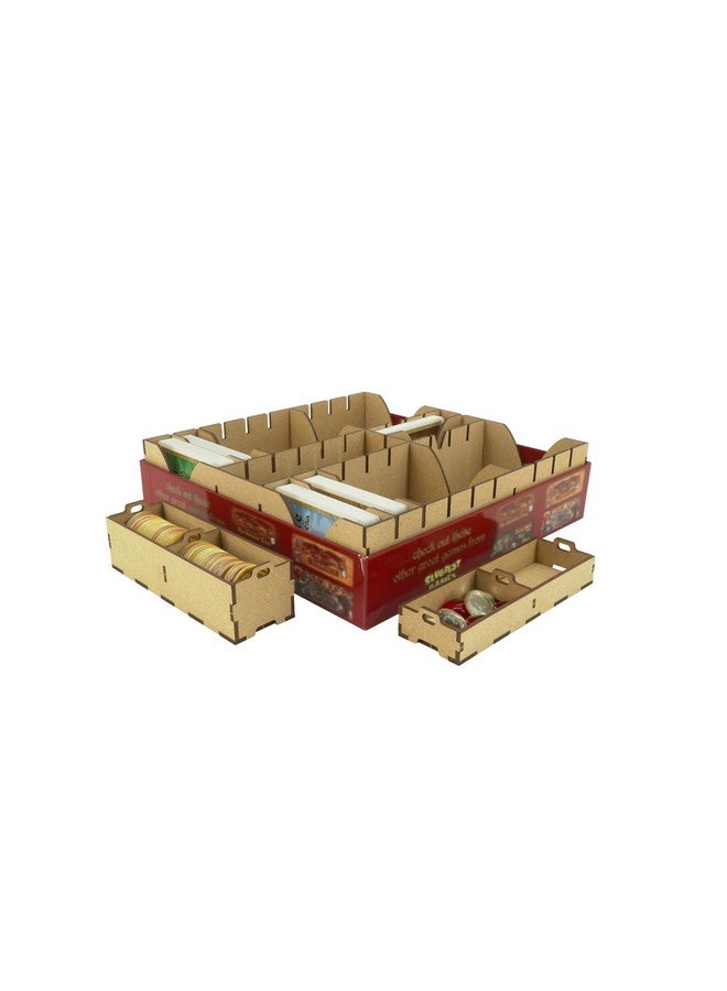 The Broken Token Game Organizer Compatible with Red Dragon Inn Regular Box - Wooden Game Organizing Box with Multiple Trays, Dividers and Rows - Image 1
