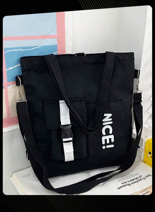 Joychic Korean Style Fashion Women Men Multifunctional Shoulder Bag Casual Large Capacity School Tote Bag - Image 3