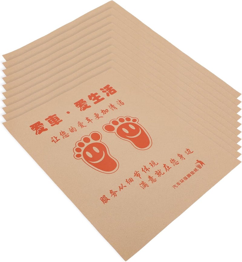 100Pcs Disposable Paper Foot Mats for Vehicle Waterproof Kraft Paper Floor Mats for Car Detailing and Interior Protection for Travel and Daily Use - Image 1