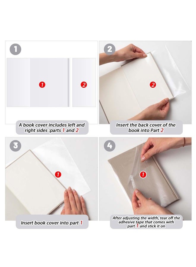 Relithick 100 Pack Adjustable Clear Book Covers,8.5 x 15 Inches Plastic Waterproof Sleeve Cover for Textbooks Paperbacks, with Self Adhesive Closure, Against Dust, Wear, Transparent Book Protector - Image 4