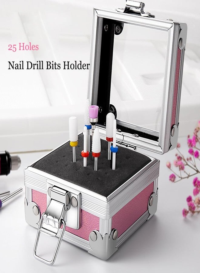 KACHIMOO Nail Drill Bit Holder,25 Holes Nail Art Polishing Grinding Drill Bit Holder Organizer Container Professional Nail Art Tool,Pink - Image 2