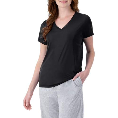 Hanes Women's Short Sleeve Cool DRI V-Neck Tee, Black, XX-Large - Image 1