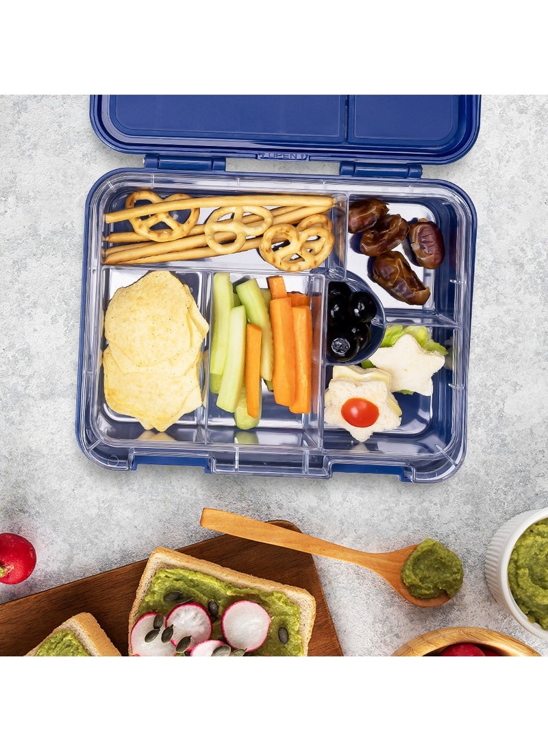 Eazy Kids - 4 And 6 Convertible Bento Lunch Box With Sandwich Cutter Set - Space Uae Blue - Image 1