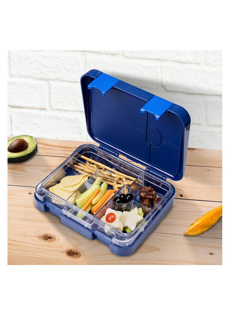 Eazy Kids - 4 And 6 Convertible Bento Lunch Box With Sandwich Cutter Set - Space Uae Blue - Image 1
