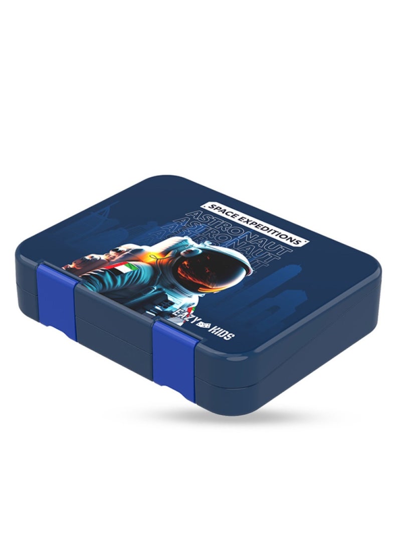 Eazy Kids - 4 And 6 Convertible Bento Lunch Box With Sandwich Cutter Set - Space Uae Blue - Image 1