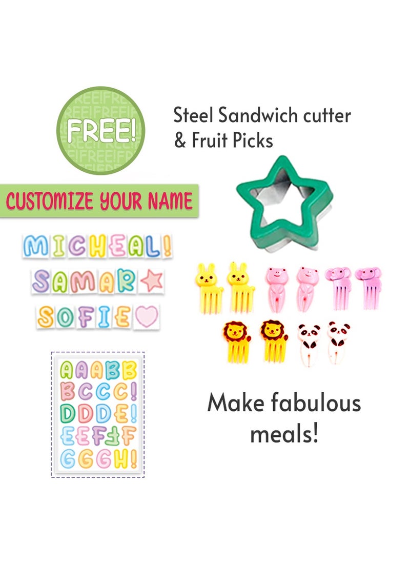 Eazy Kids - 4 And 6 Convertible Bento Lunch Box With Sandwich Cutter Set - Space Uae Blue - Image 1