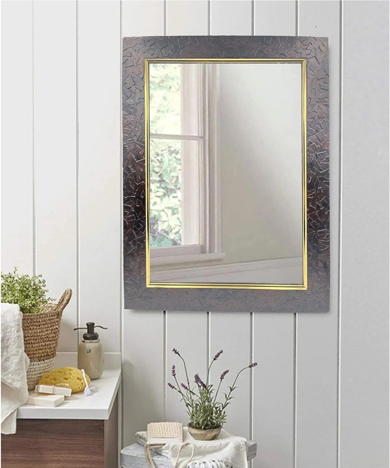 Stuthi Arts Wall MirrorMakeup MirrorBathroom MirrorDressing Mirror 4 Size Rectangular Framed Color Code 05SABrown 25 X 34 Centimeter