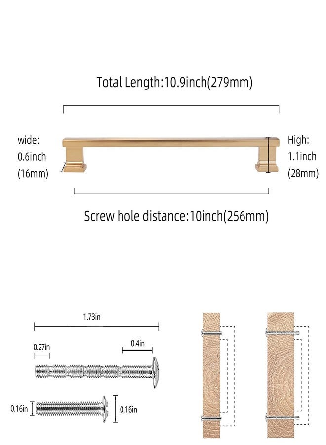 COTYKILEY 6 Pack 10 Inch(256mm) Champagne Copper Cabinet Handles Gold Kitchen Cabinet Pulls Cabinet Door Handles Kitchen Cabinet Hardware Cupboard Drawer Pulls Dresser Handles - Image 2