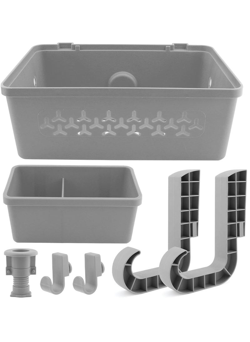 Relex Poolside Storage Basket with Cup Holder, 2024's Latest Multifunctional Poolside Holder, for Towels Beverages, Pool Toy Basket Storage Bin Containers for Most Frame Pools(Grey)  - Image 2