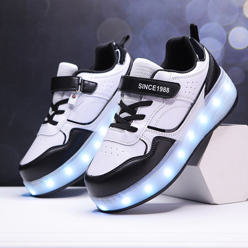 Selling Children'S Heloo Shoes Roller Skating Boys Two-Wheel Explosive Shoes Students Skates Women'S Four-Wheel Skates - Image 4