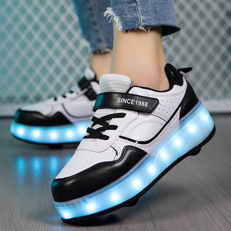 Selling Children'S Heloo Shoes Roller Skating Boys Two-Wheel Explosive Shoes Students Skates Women'S Four-Wheel Skates - Image 5