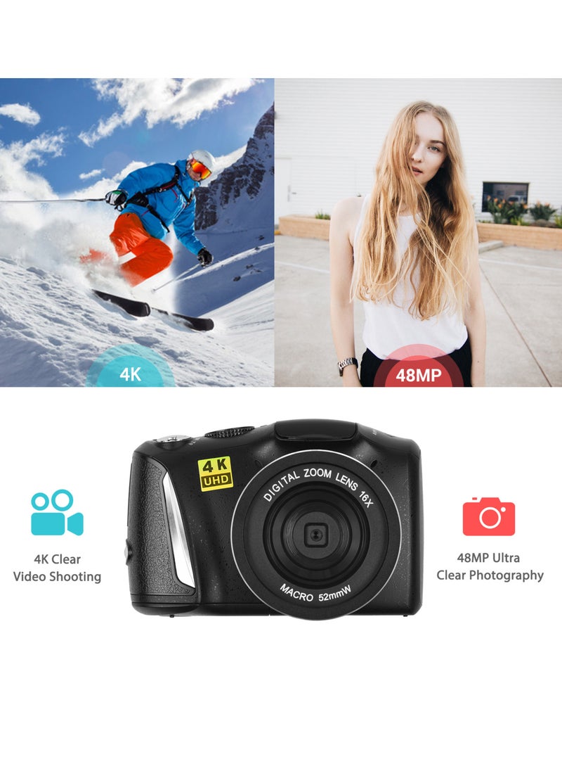 Generic - 4K/60FPS 48MP High Resolution Digital Camera Multifunctional Portable 16X Digital Zoom Video Camcorder - Image 1