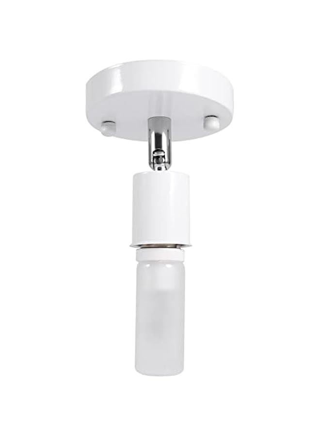 مصباح سقف حديث عتيق مع قاعدة لمبة دوارة بزاوية 180 درجة، مصباح مثبت على الحائط لحامل لمبة سيراميك حديدي للمرآب أو قبو التخزين (أبيض)، محول حامل لمبة E27، حامل لمبة E27 - Image 3