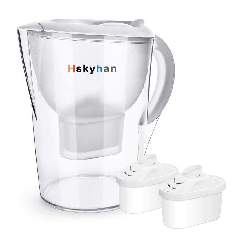 Hskyhan Hskyhan Water Filter Pitcher Alkaline  35 Liters Improve PH 2 Filters Included BPA Free 7 Stage Filteration System to Purifier White 