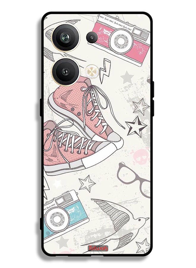 Tolwak Oppo Reno9 Pro Plus 5G Protective Case Cover Canva Shoes And Camera Art  - Image 2