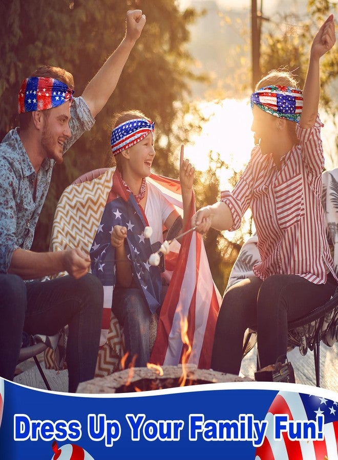 JaGely 12 Pcs Red White and Blue Hairband American Flag Patriotic Headbands for Women Military Veteran Gifts USA Flag Hair Accessories Stretchy Non Slip Wide Knotted Bandanas for Memorial Day - Image 4