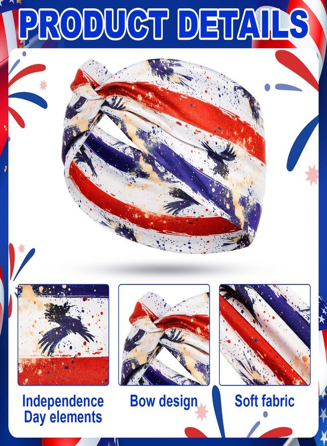 JaGely 12 Pcs Red White and Blue Hairband American Flag Patriotic Headbands for Women Military Veteran Gifts USA Flag Hair Accessories Stretchy Non Slip Wide Knotted Bandanas for Memorial Day - Image 2