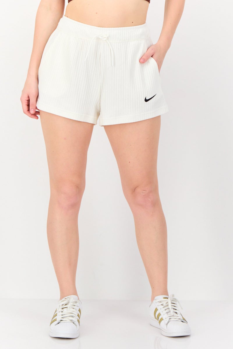 Nike Women Standard Fit Training Shorts, White - Image 1
