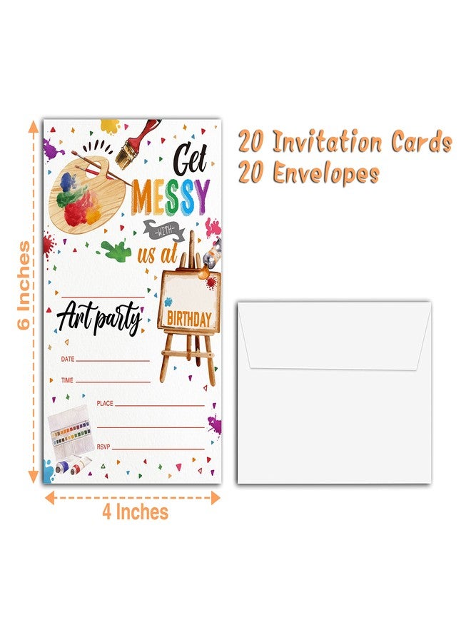 YQV Art Birthday Party Invitations, 20-Count Painting Birthday Party Invites With Envelopes-HBYQK-B58 - Image 4