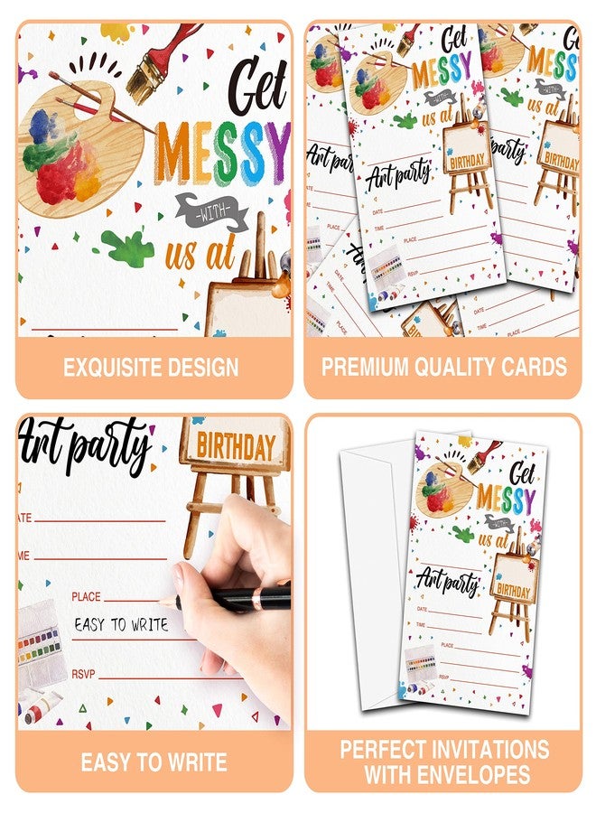 YQV Art Birthday Party Invitations, 20-Count Painting Birthday Party Invites With Envelopes-HBYQK-B58 - Image 5