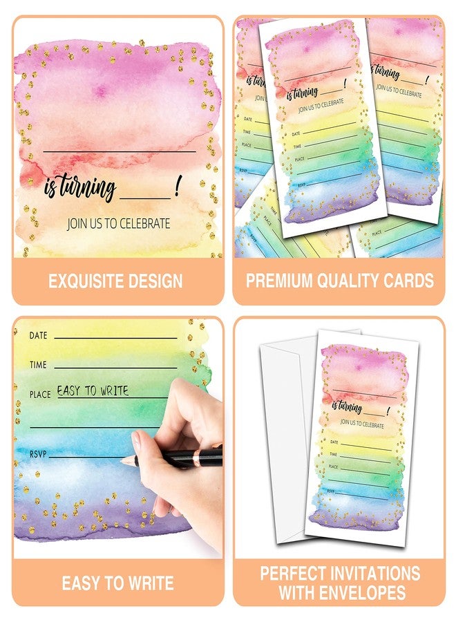 YQV Art Birthday Party Invitations, 20-Count Painting Birthday Party Invites With Envelopes-HBYQK-B58 - Image 1