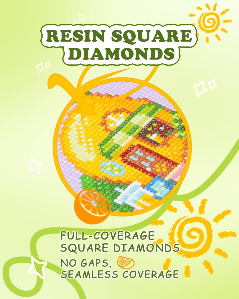 forever young Minigem Diamond Art Kits for Beginners, 6 Pcs Fruit Cottage Resin Square Diamond Painting Kits for Adults, 2-Hour Canvas Small Diamond Art Kits for Adults (5x7 Inch) - Image 4