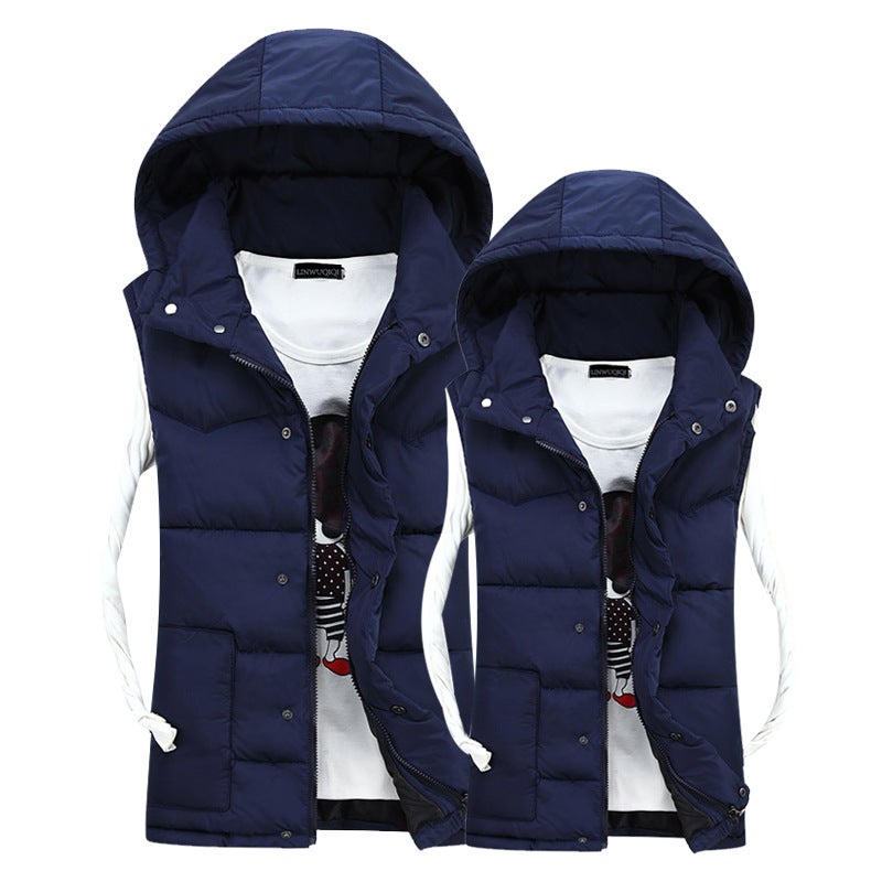 New Style Vest Korean Style Casual Couple Hooded Pure Color Boutique Stand Collar Couple Dropshipping - Image 2