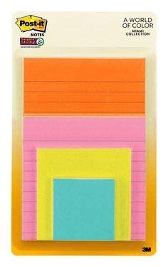 Post It 3M Post-it Super Sticky Lined Notes | 2X Sticking Power | 4 Pads x 45 Sheets | Assorted Sizes | Notes, Reminders, Study, School and organizing | Bright Neon Colours - Image 2