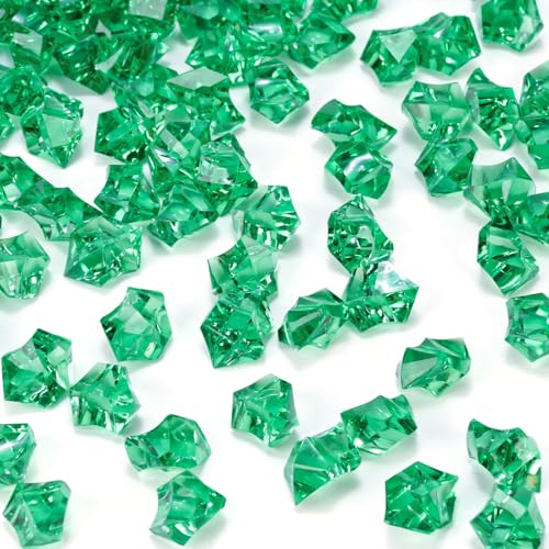 DomeStar 150PCS Fake Ice, Vase Fillers Green Acrylic Fake Diamonds Plastic Gems for Fish Tank Table Scatter Decoration - Image 1
