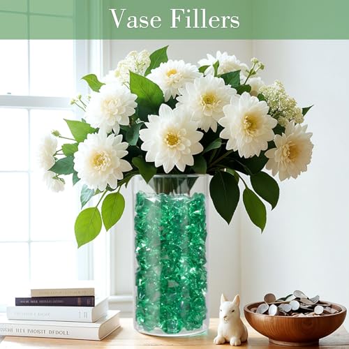 DomeStar 150PCS Fake Ice, Vase Fillers Green Acrylic Fake Diamonds Plastic Gems for Fish Tank Table Scatter Decoration - Image 5