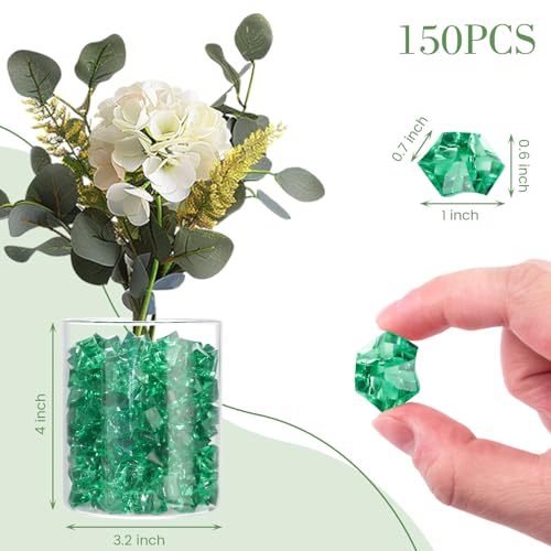 DomeStar 150PCS Fake Ice, Vase Fillers Green Acrylic Fake Diamonds Plastic Gems for Fish Tank Table Scatter Decoration - Image 4